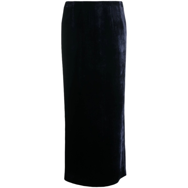 zip-embellished velvet maxi skirt