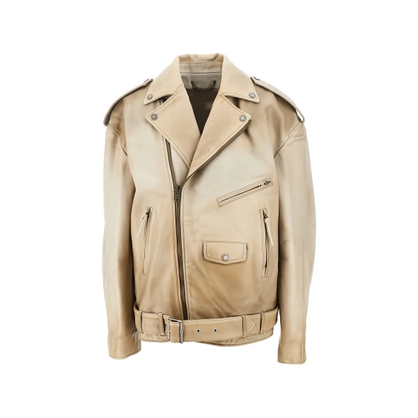 zip-fastening leather jacket