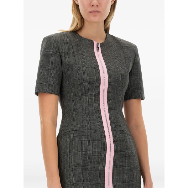 zip-up short-sleeve mini dress