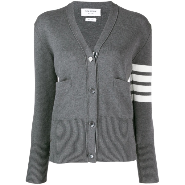 4-Bar crepe V-neck cardigan