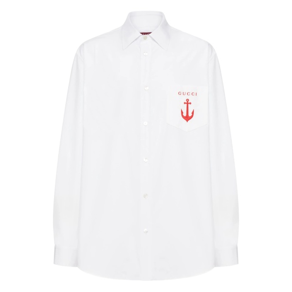 anchor-embroidered cotton shirt