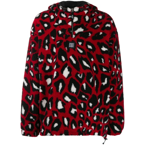 animal print shearling hooded sweater