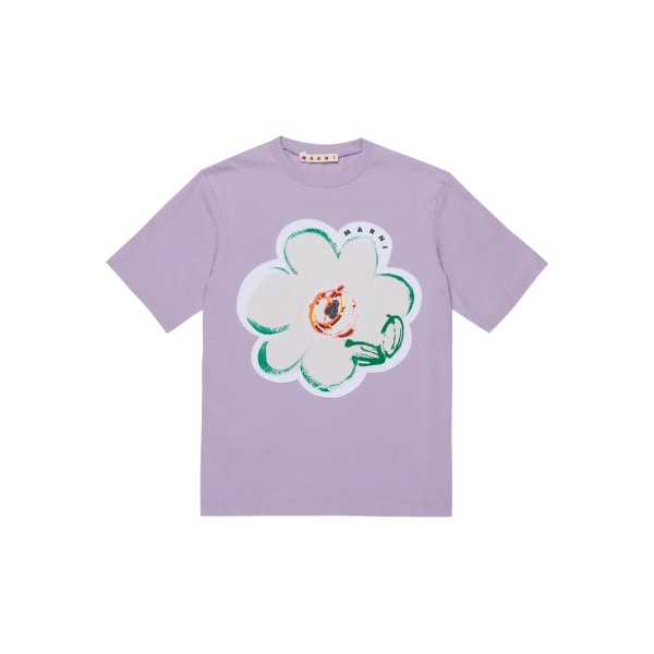 appliqué flower logo T-shirt