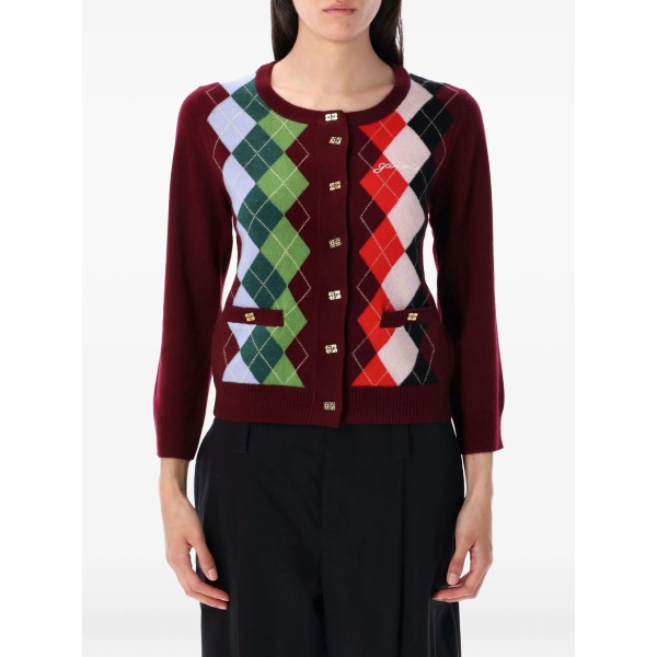argyle button cardigan