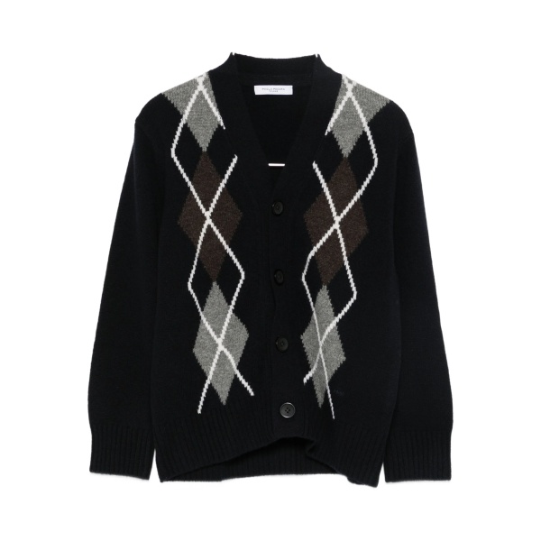 argyle-pattern cardigan