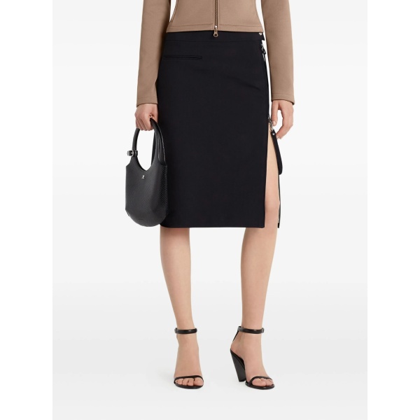asymmetric zip-detail skirt