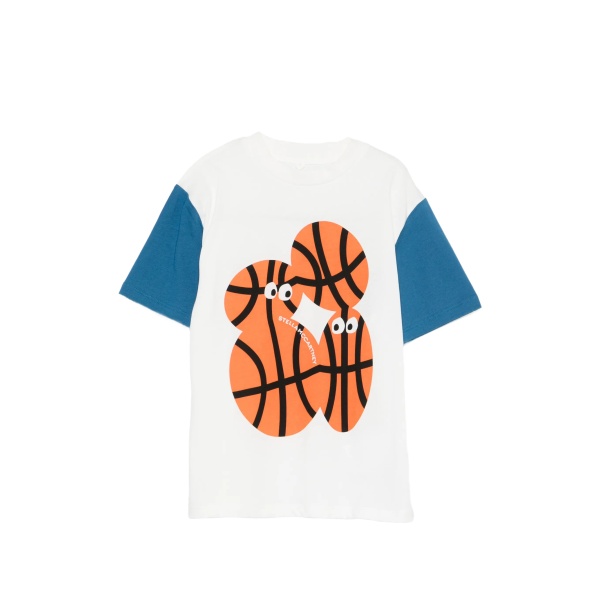 basketball-print colour block T-shirt