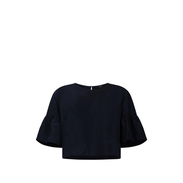 bell-sleeve cropped boxy blouse