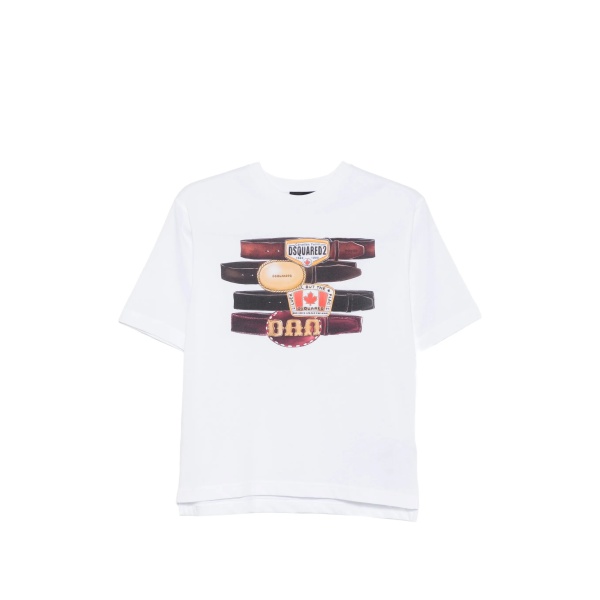 belt-print T-shirt