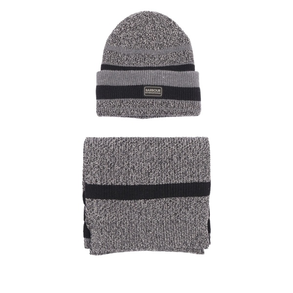 Boston striped beanie scarf set
