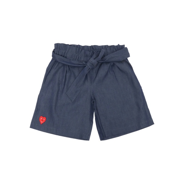 bow-embellished heart-embroidered shorts