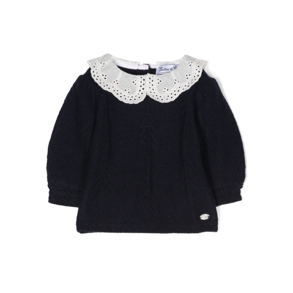 broderie anglaise-collar jumper