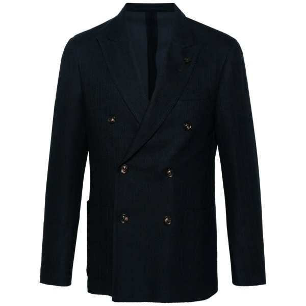 brooch-detail double-breasted blazer
