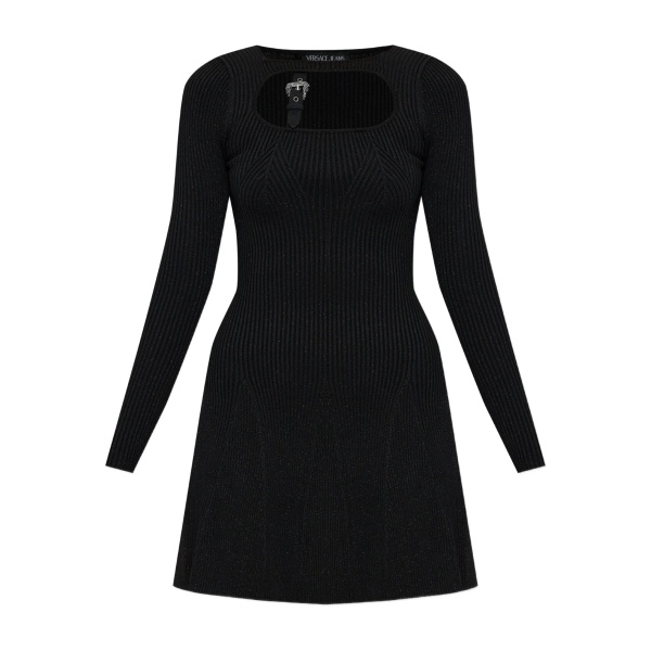 buckle-detail ribbed-knit mini dress