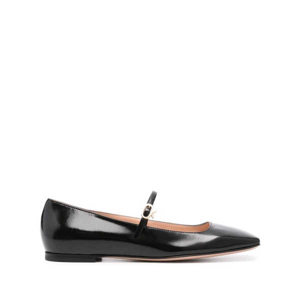 buckle-fastening leather ballerina shoes