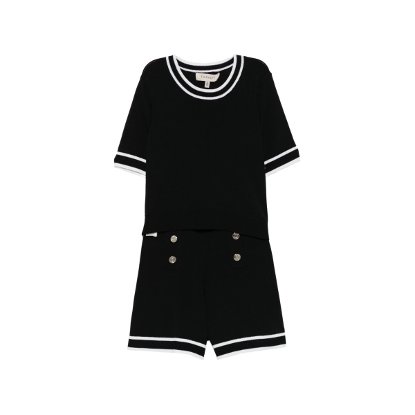 button-embellished knitted set