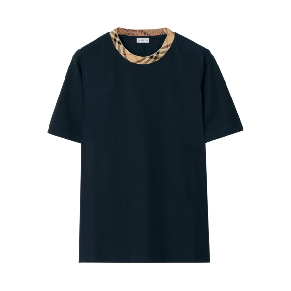 check-trim cotton T-shirt