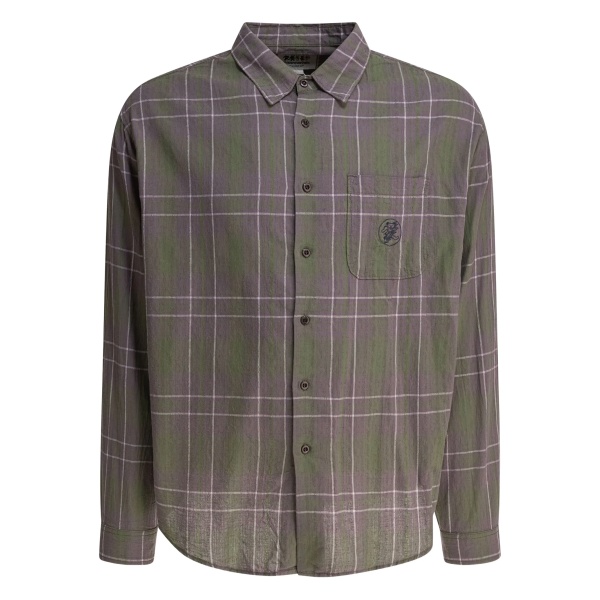 checked embroidered shirt