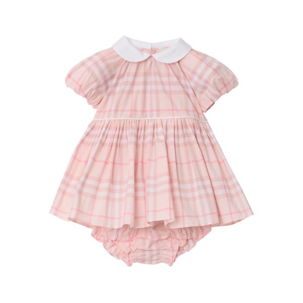 checked peter-pan-collar dress set (set of two)