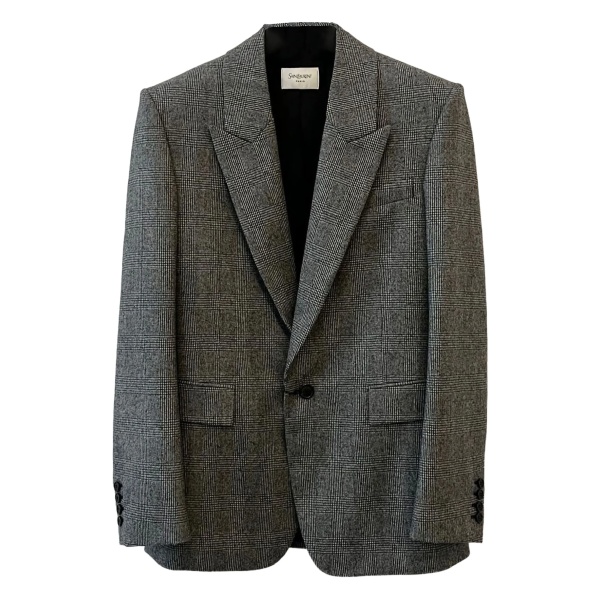 checked single-breasted blazer