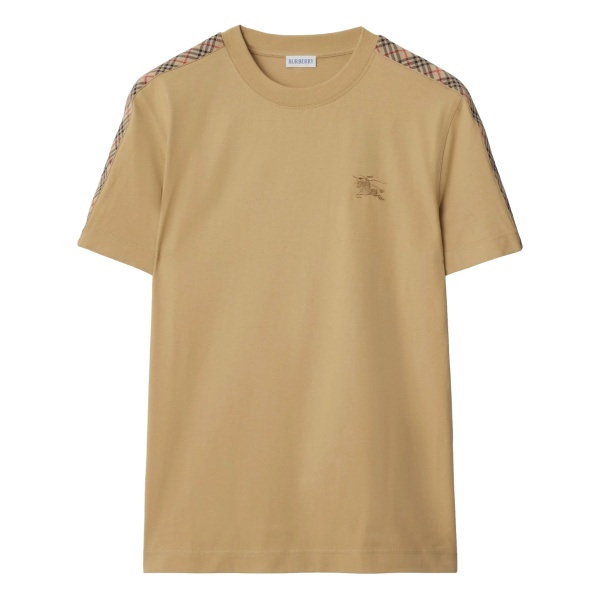 checkered-trim cotton T-shirt