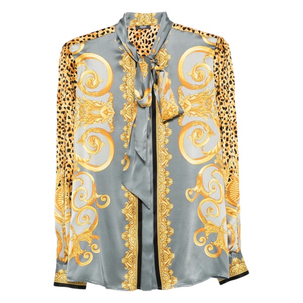 cheetah foulard silk lavallière shirt
