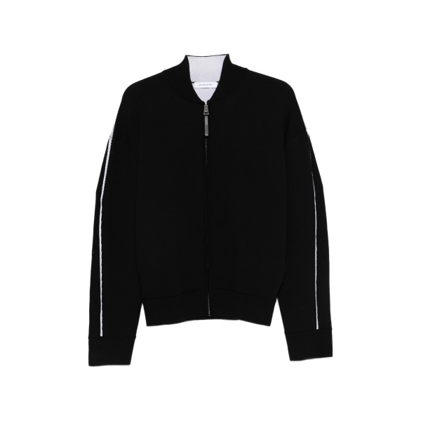 couture-seam zipped cardigan