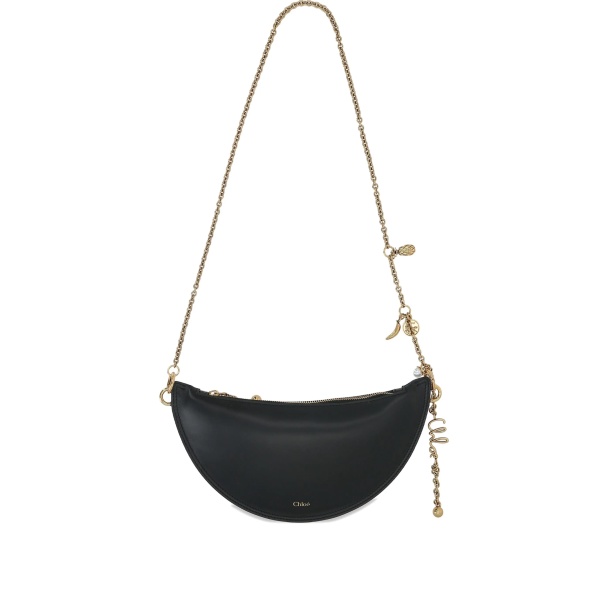 crescent-shaped chain shoulder bag