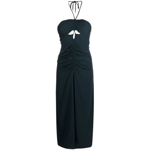 cut-out ruched midi dress