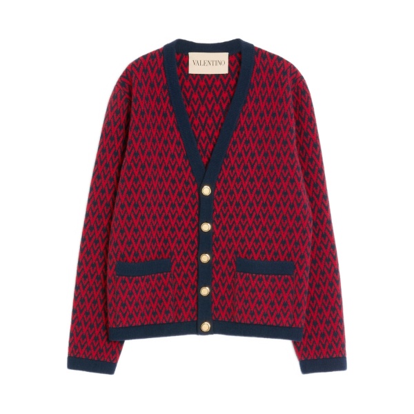 diamond-patterned cardigan