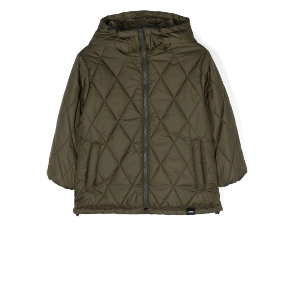 diamond-quilt hooded jacket