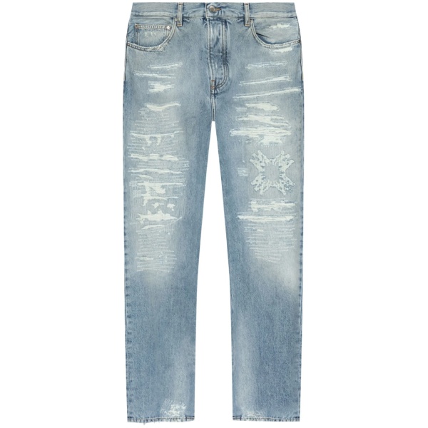 distressed-effect jeans