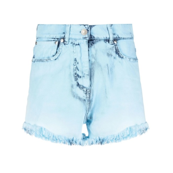 distressed-finish denim shorts