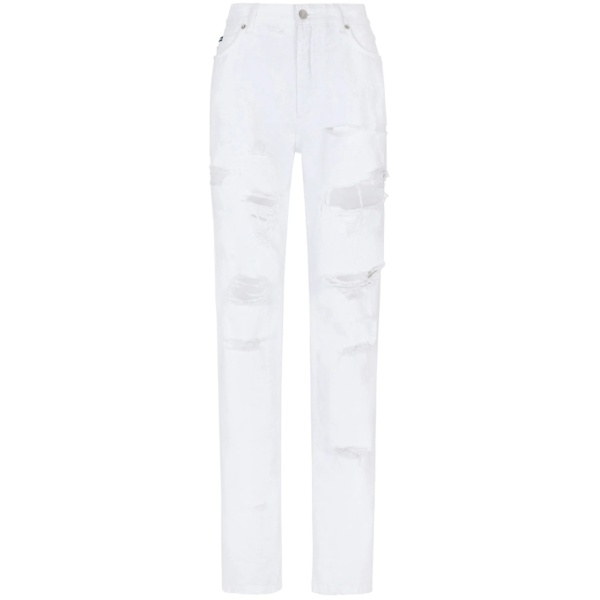 distressed straight-leg jeans