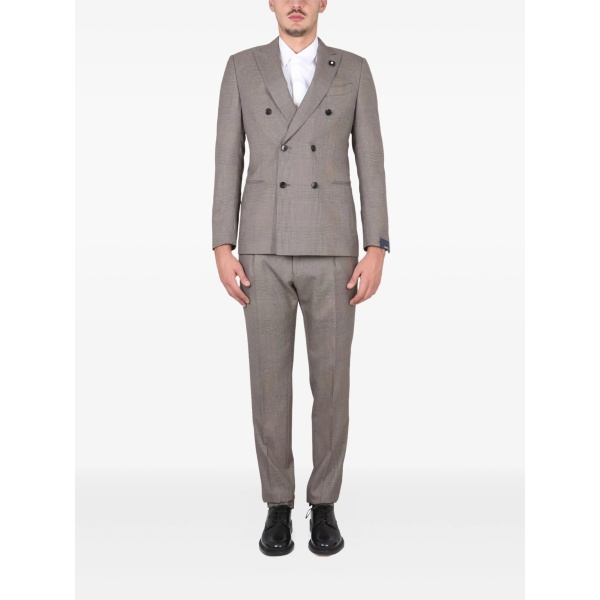 double-breasted checked-pattern suit