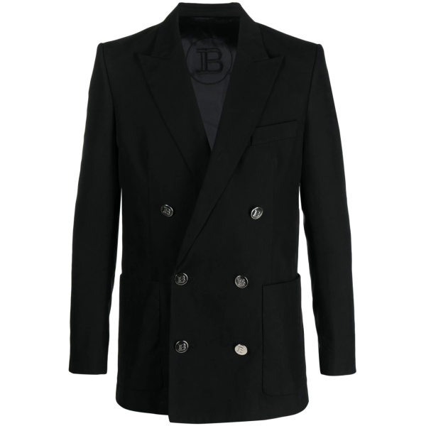 double-breasted cotton blazer