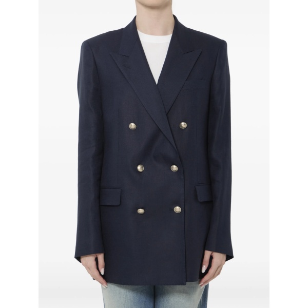 double-breasted linen jacket