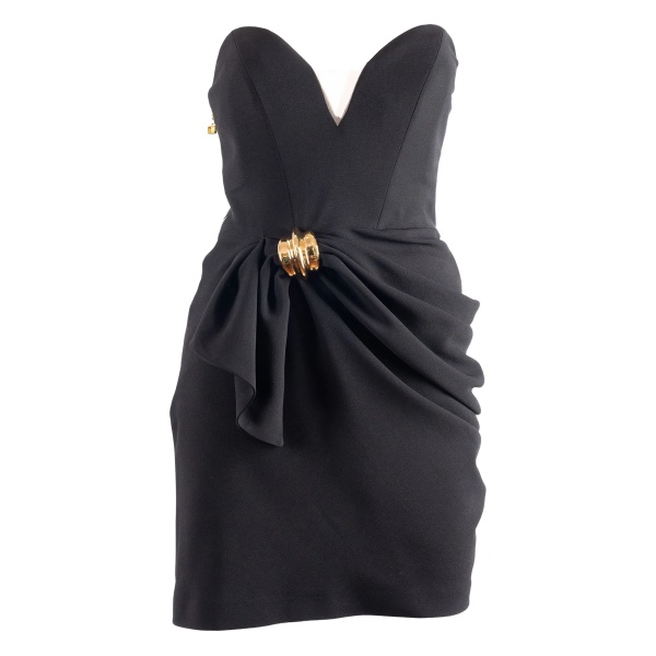 draped buckle-detail dress