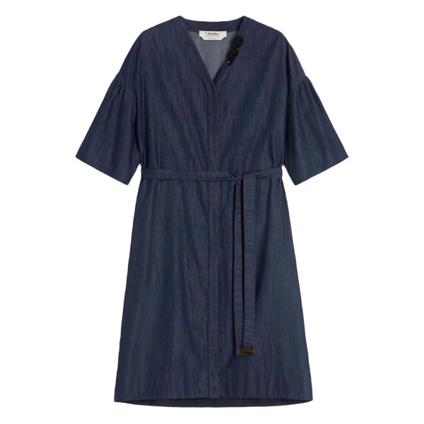 embellished belt denim mini day dress