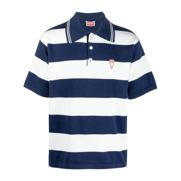 embroidered logo striped polo shirt