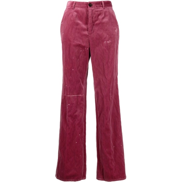 embroidered-logo velvet trousers