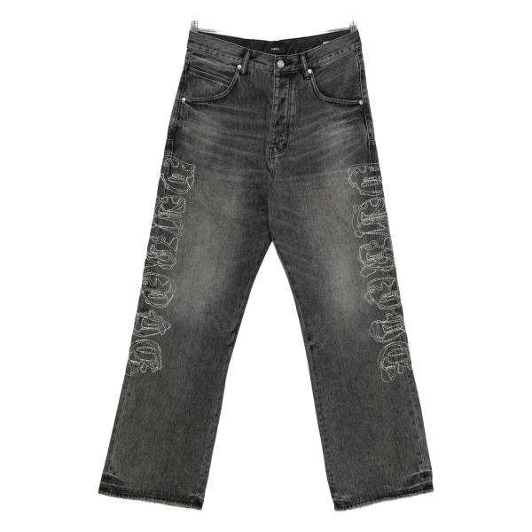 embroidered wide-leg jeans