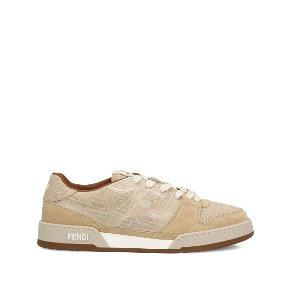 FF-monogram jacquard suede-panels sneakers