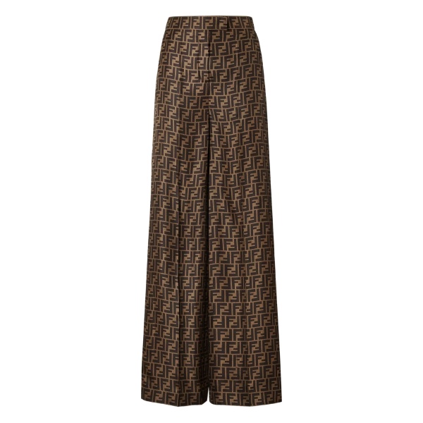 FF-monogram pleated silk trousers