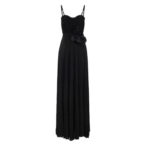 floral-appliqué detailing dress