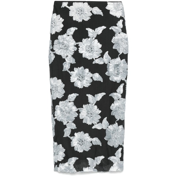 floral-mesh pencil skirt
