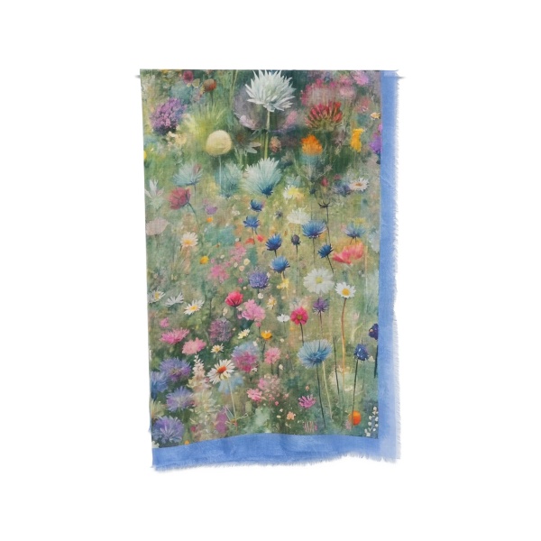 floral print fringed scarf
