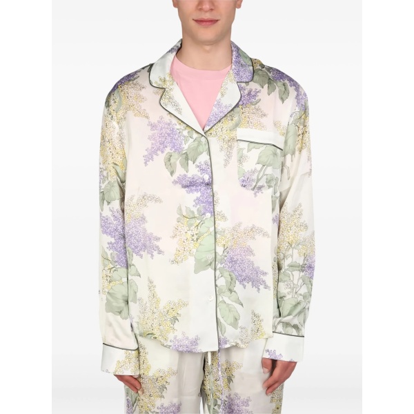 floral-print piped shirt
