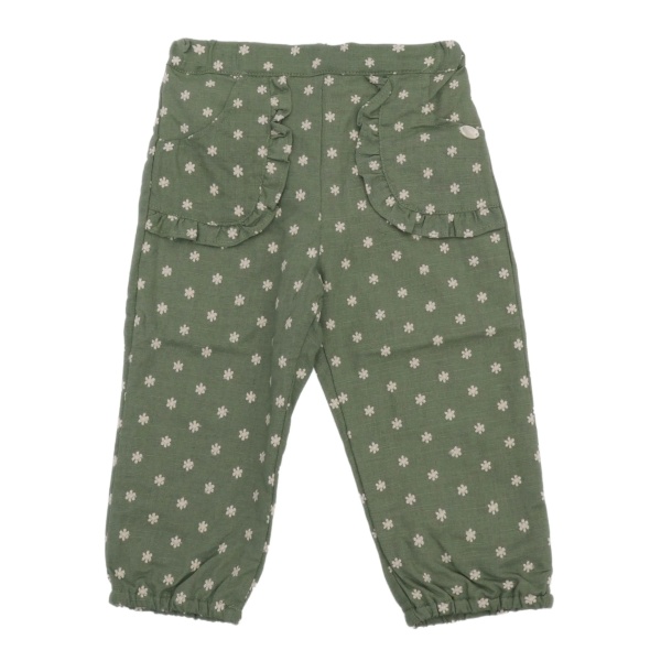 floral-print ruffled-detail trousers