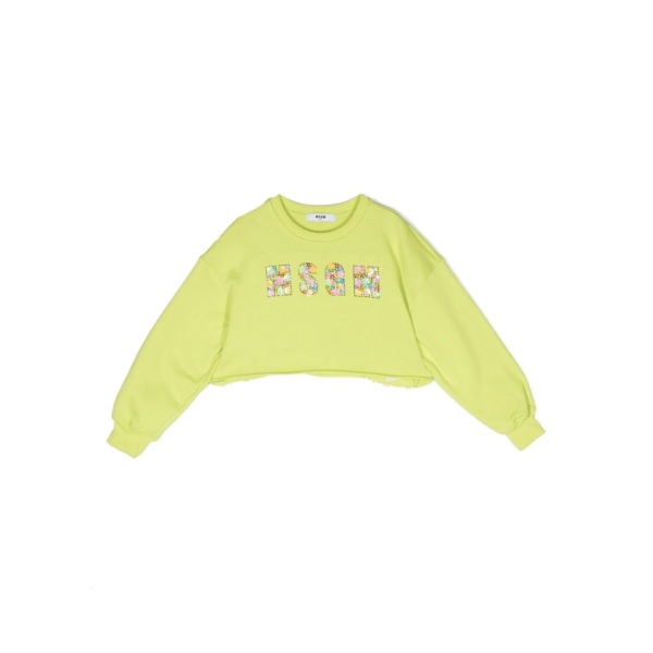 floral sequin-embellished crew neck sweatshirt
